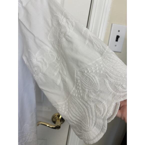 XCVI White Crochet Embroidered Tunic Mini Dress Size Medium Boho Cottage Cotton - Picture 7 of 8